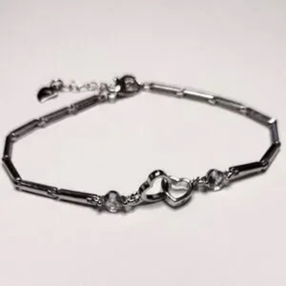 Linked Hearts Bracelet S925 Sterling Silver Zirconia Christmas Birthday Gift NEW